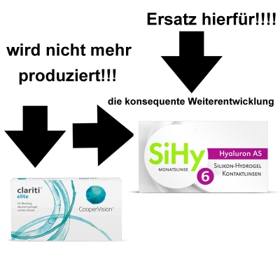 Nachfolger der Clariti Elite 6er Box ⇒SiHy Hyaluron As Monatslinsen 6er Box
