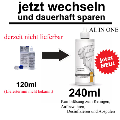 Ersatz für Concare Aufbewahrung mit mehr Inhalt - Kombilösung HART Sparpack 5 x  240ml