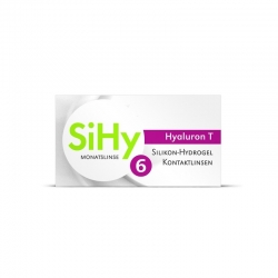 SiHy Hyaluron AS 6er-Pack Premium Silikonhydrogel Monatslinse für trockene, empfindliche Augen
