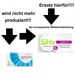 Aus options Oxy Toric Monatslinsen werden SiHy Hyaluron T (Torisch) Monatslinsen 6er Box